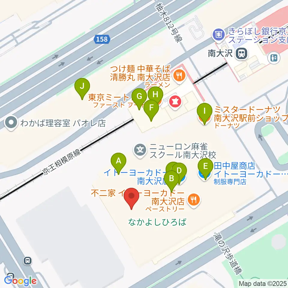 スガナミ楽器 南大沢駅前センター周辺のファミレス・ファーストフード一覧地図