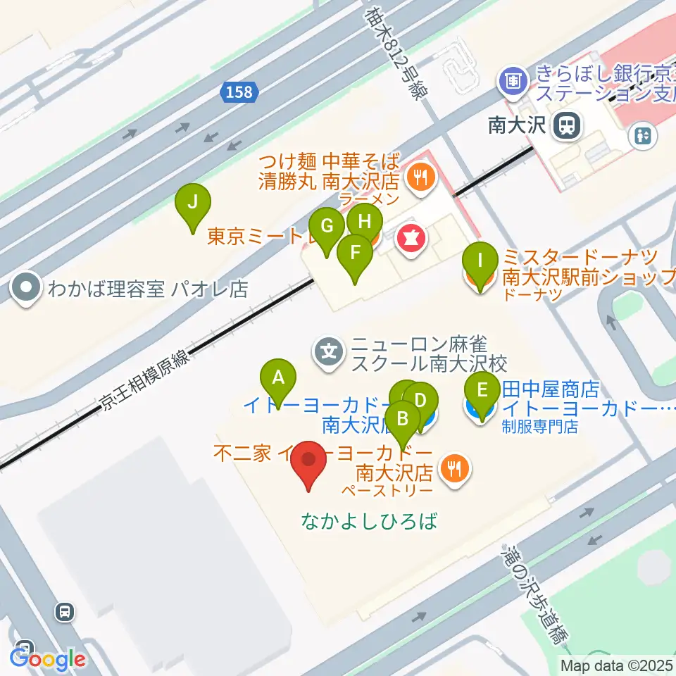 スガナミ楽器 南大沢駅前センター周辺のファミレス・ファーストフード一覧地図