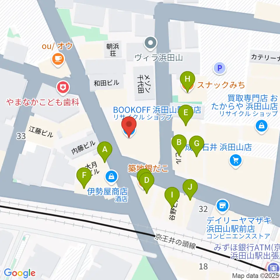 スガナミ楽器 浜田山センター周辺のファミレス・ファーストフード一覧地図