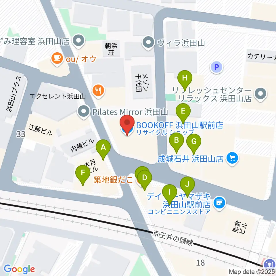 スガナミ楽器 浜田山センター周辺のファミレス・ファーストフード一覧地図