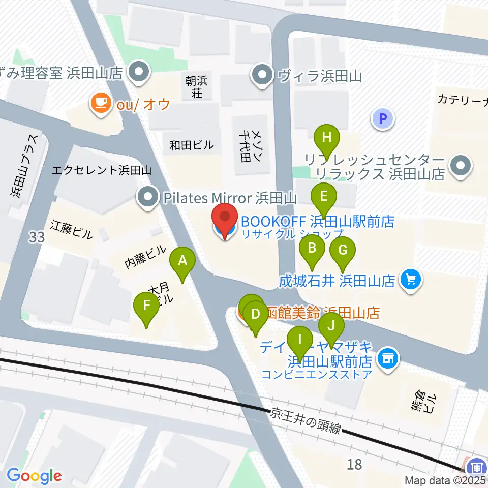 スガナミ楽器 浜田山センター周辺のファミレス・ファーストフード一覧地図