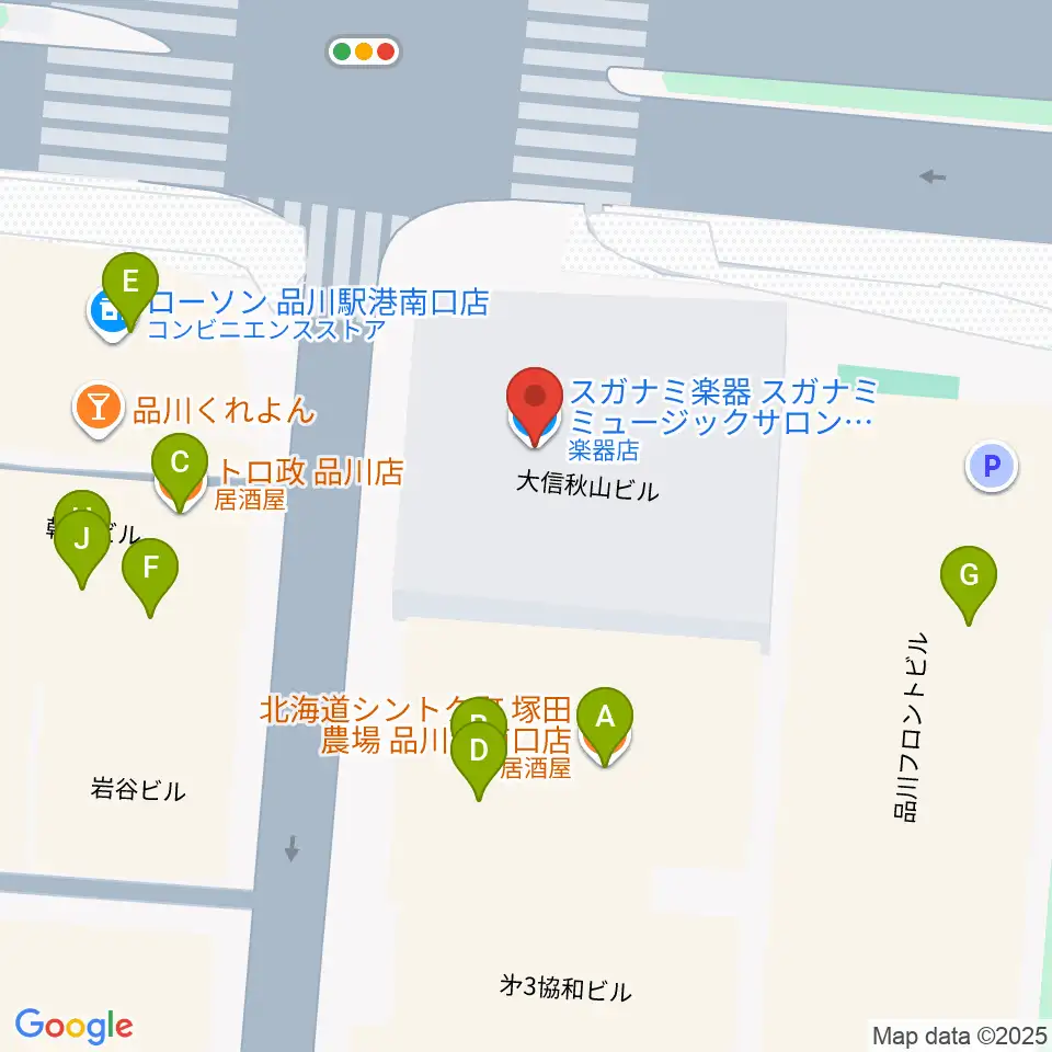 スガナミミュージックサロン品川周辺のファミレス・ファーストフード一覧地図