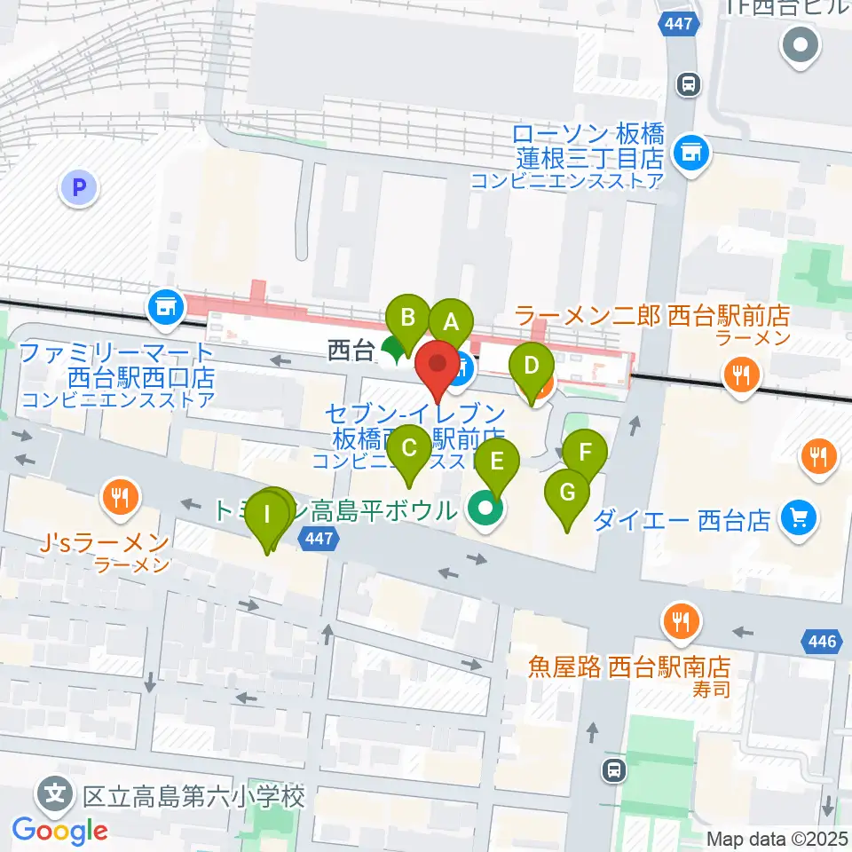 エークラスミュージック 西台センター周辺のファミレス・ファーストフード一覧地図