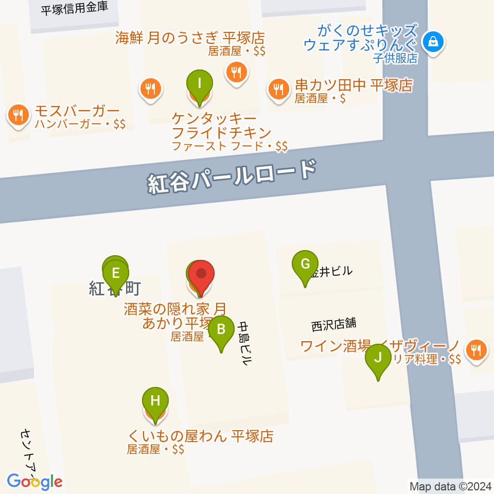 音楽スペースパル周辺のファミレス・ファーストフード一覧地図