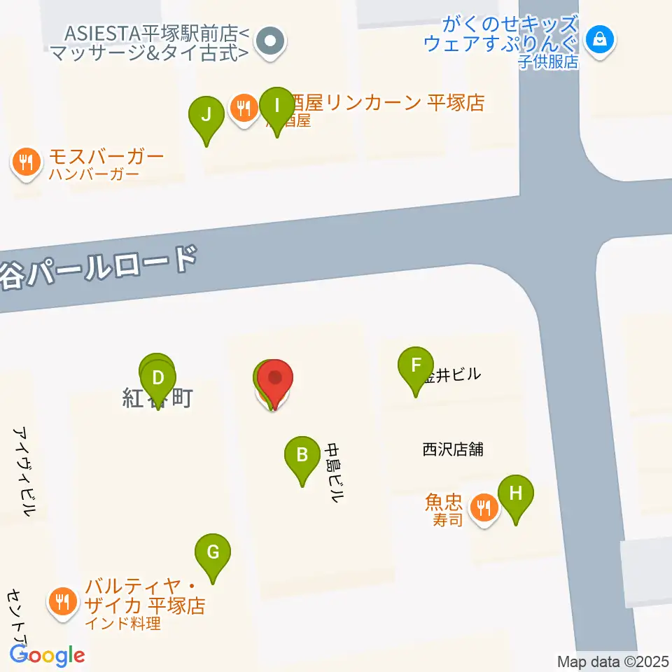音楽スペースパル周辺のファミレス・ファーストフード一覧地図