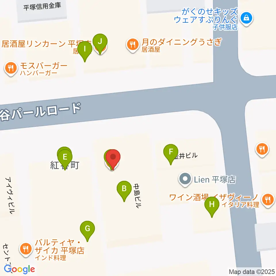 音楽スペースパル周辺のファミレス・ファーストフード一覧地図