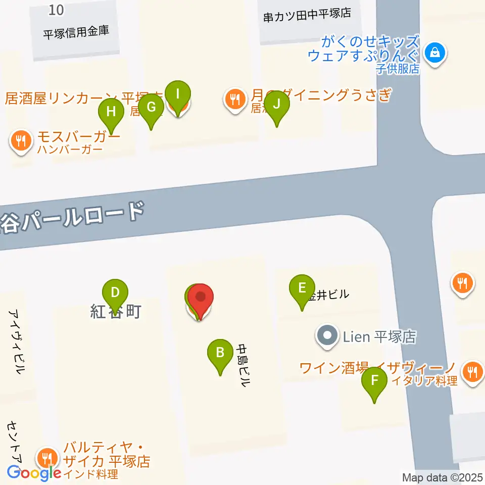 音楽スペースパル周辺のファミレス・ファーストフード一覧地図