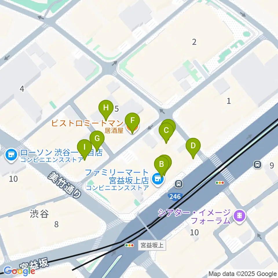 音楽教室ルフォスタ周辺のファミレス・ファーストフード一覧地図