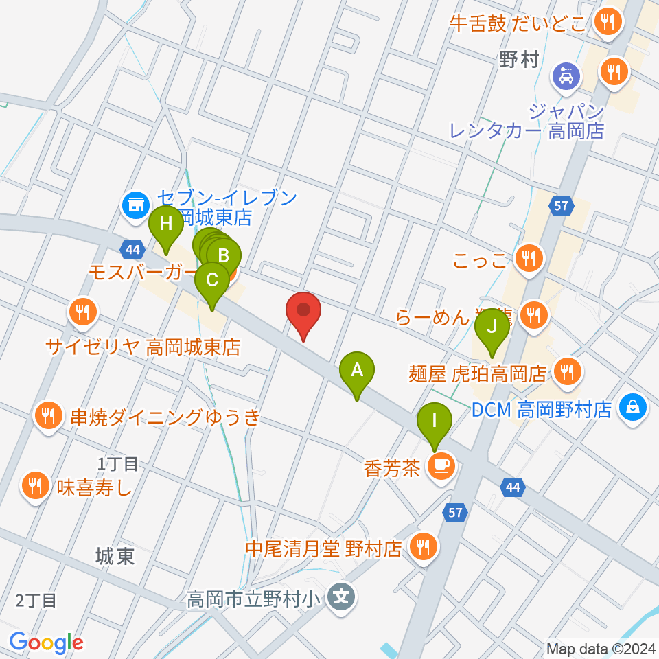 開進堂楽器 MPC高岡周辺のファミレス・ファーストフード一覧地図