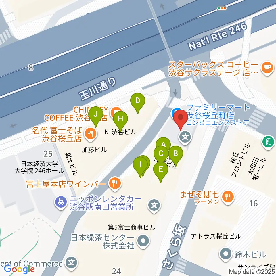 宮地楽器 MUSICJOY渋谷周辺のファミレス・ファーストフード一覧地図
