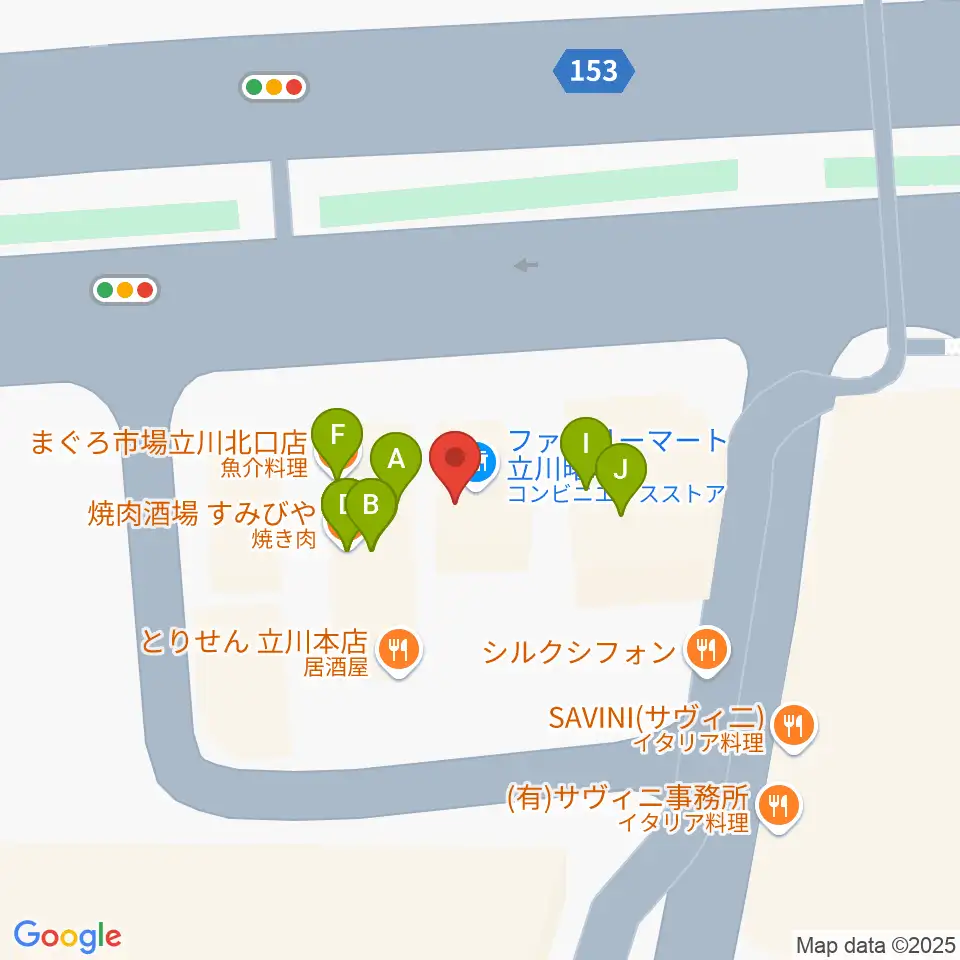 宮地楽器 MUSICJOY立川北周辺のファミレス・ファーストフード一覧地図