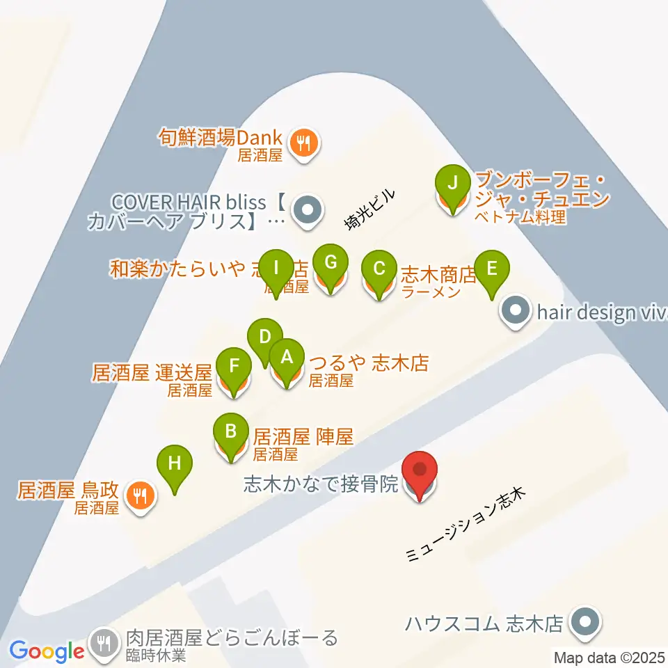 森音楽教室周辺のファミレス・ファーストフード一覧地図