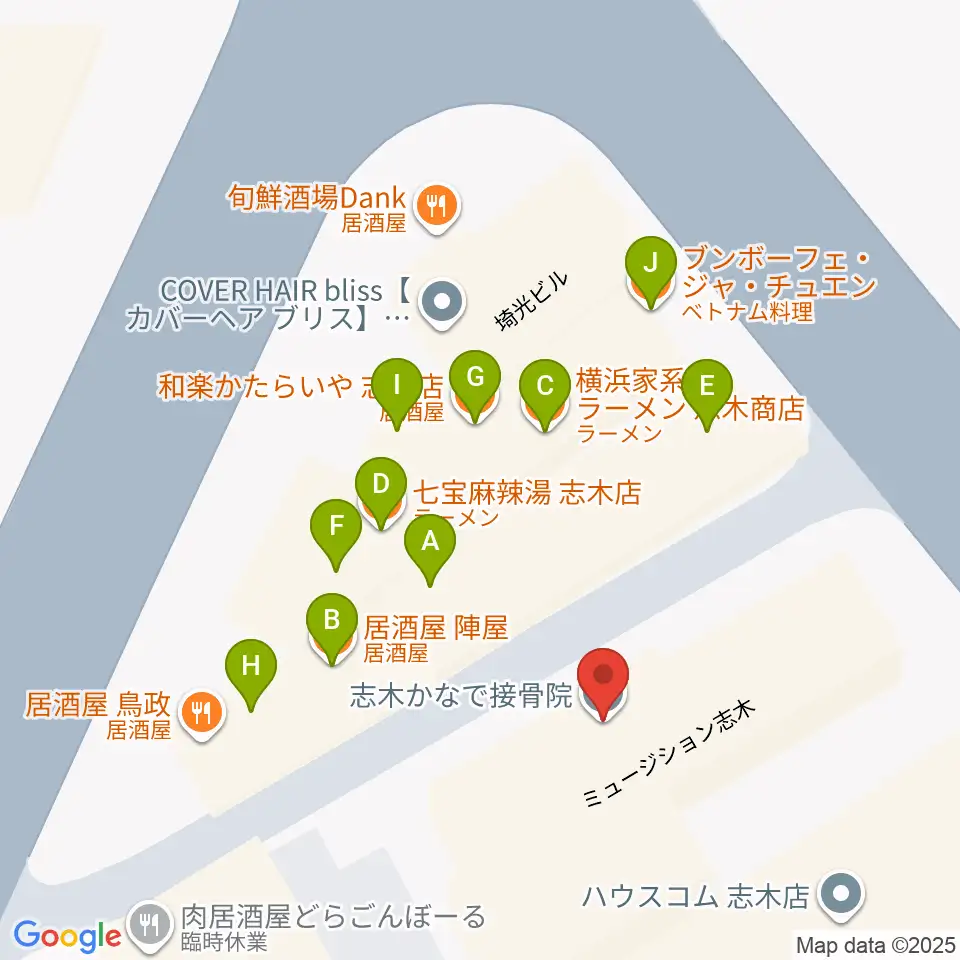 森音楽教室周辺のファミレス・ファーストフード一覧地図