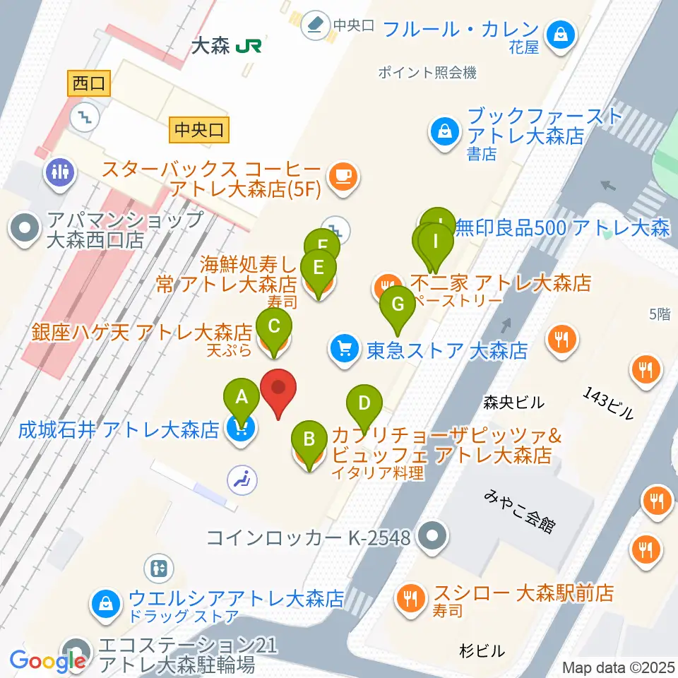 よみうりカルチャー大森周辺のファミレス・ファーストフード一覧地図