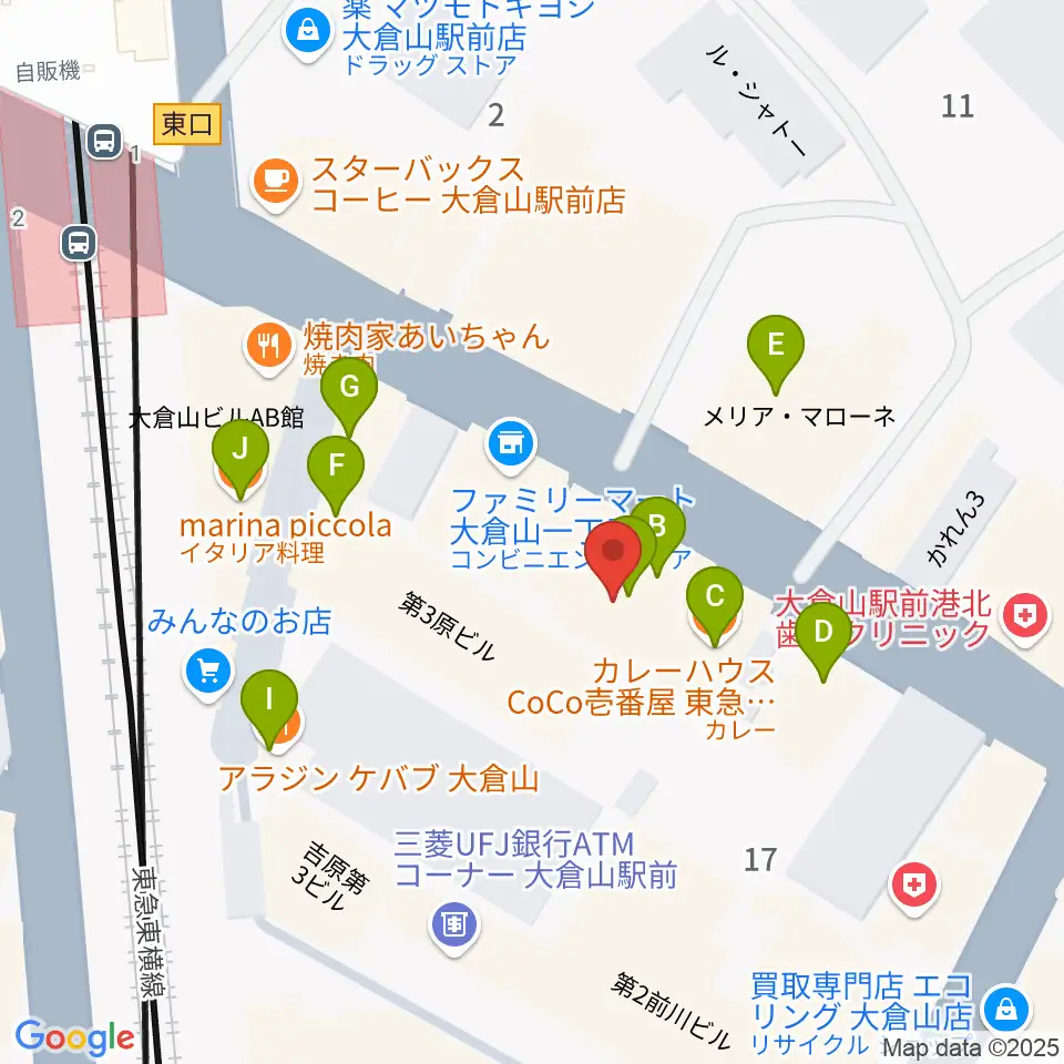 大倉山音楽美術センター周辺のファミレス・ファーストフード一覧地図