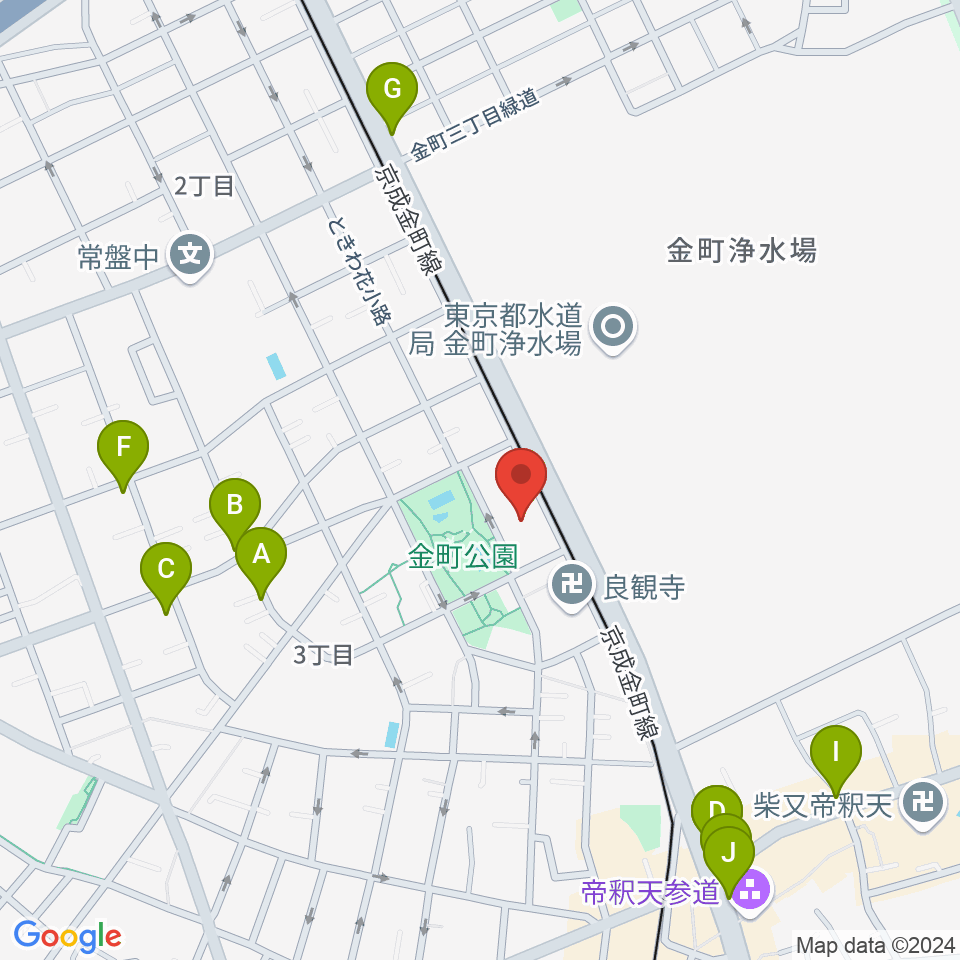 田中音楽教室 金町公園前周辺のファミレス・ファーストフード一覧地図