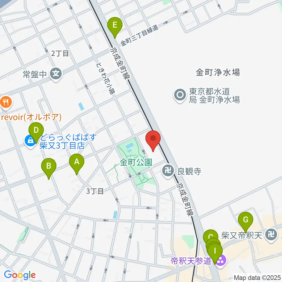 田中音楽教室 金町公園前周辺のファミレス・ファーストフード一覧地図