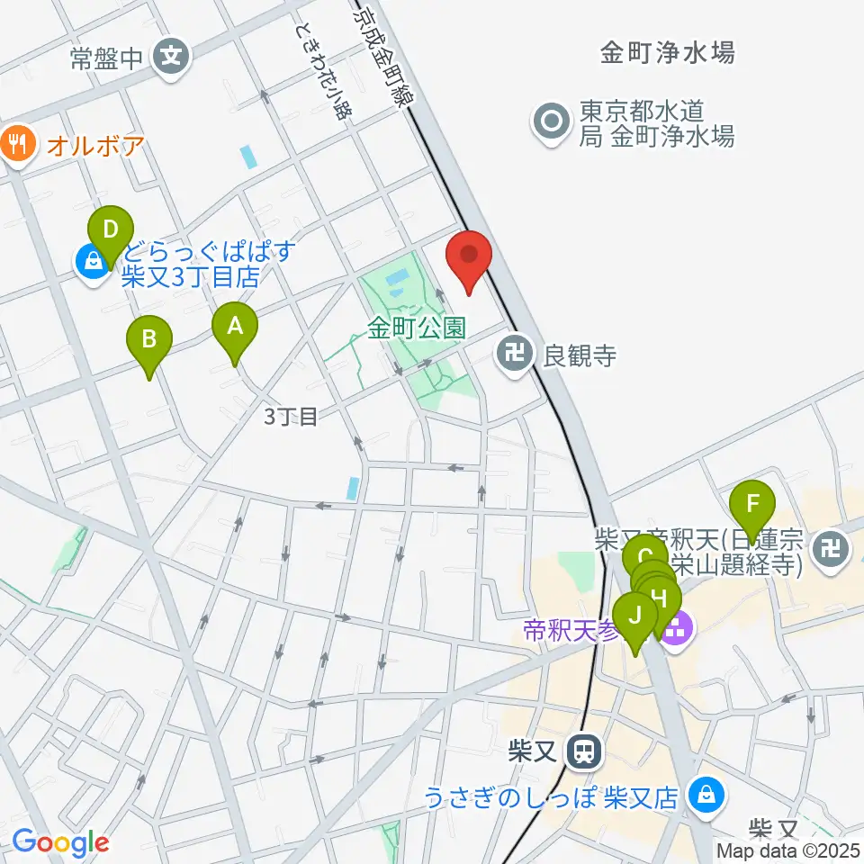 田中音楽教室 金町公園前周辺のファミレス・ファーストフード一覧地図