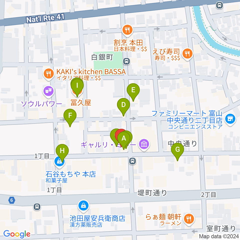 友井音楽教室周辺のファミレス・ファーストフード一覧地図