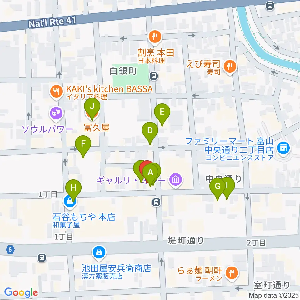 友井音楽教室周辺のファミレス・ファーストフード一覧地図