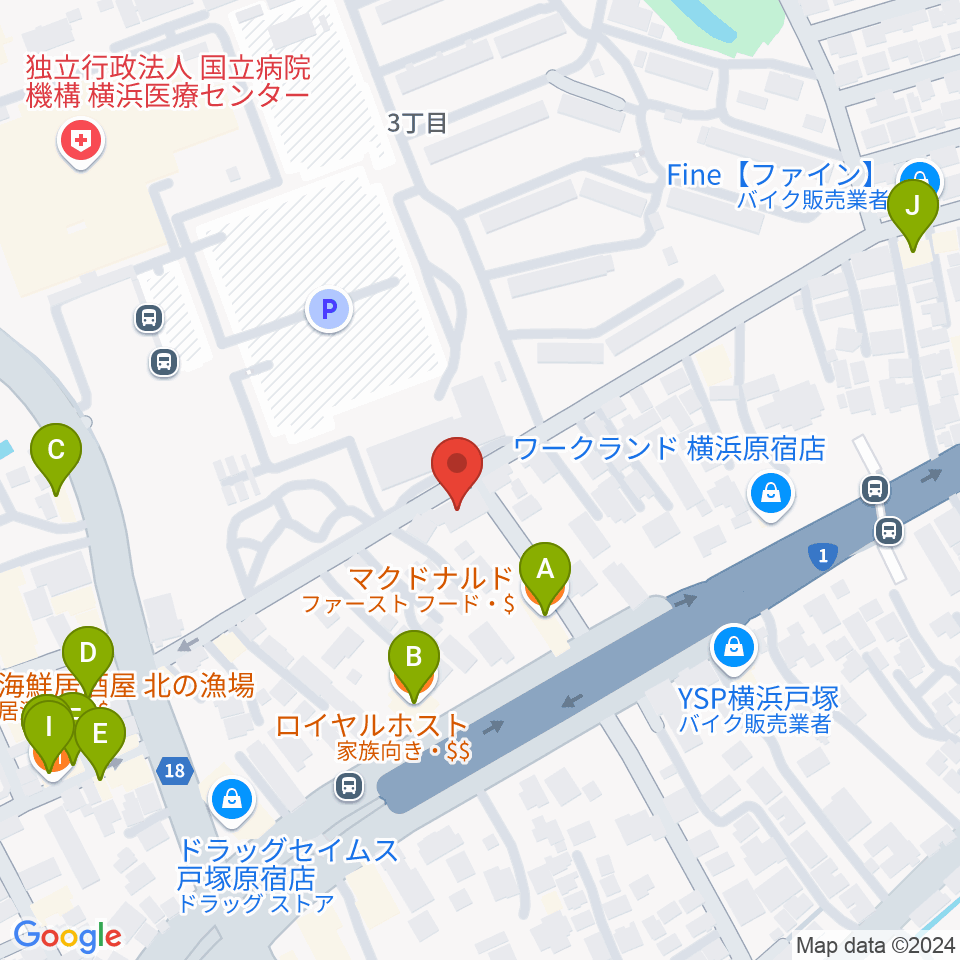 原宿音楽教室＆カルチャースクール周辺のファミレス・ファーストフード一覧地図