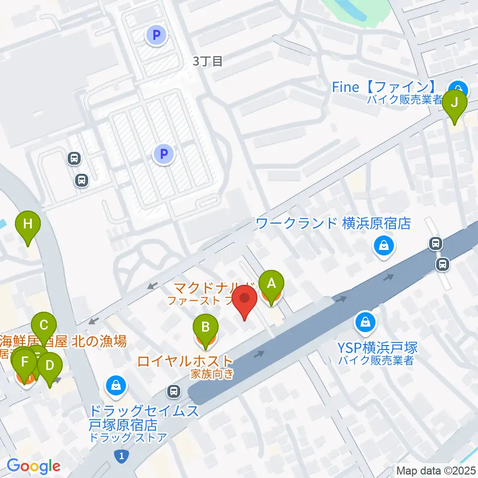 原宿音楽教室＆カルチャースクール周辺のファミレス・ファーストフード一覧地図