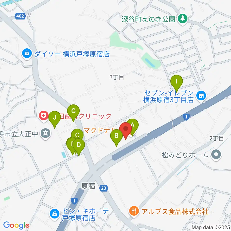 原宿音楽教室&カルチャースクール周辺のファミレス・ファーストフード一覧地図