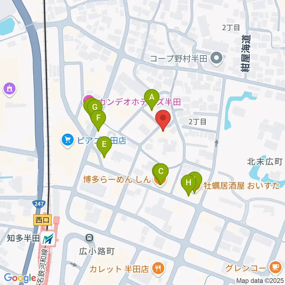 マツイシ楽器 半田ミュージックセンター周辺のファミレス・ファーストフード一覧地図