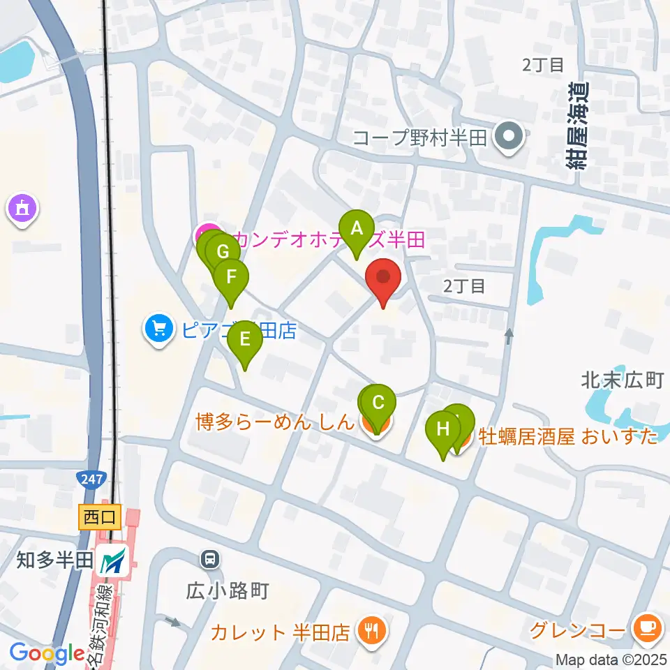 マツイシ楽器 半田ミュージックセンター周辺のファミレス・ファーストフード一覧地図