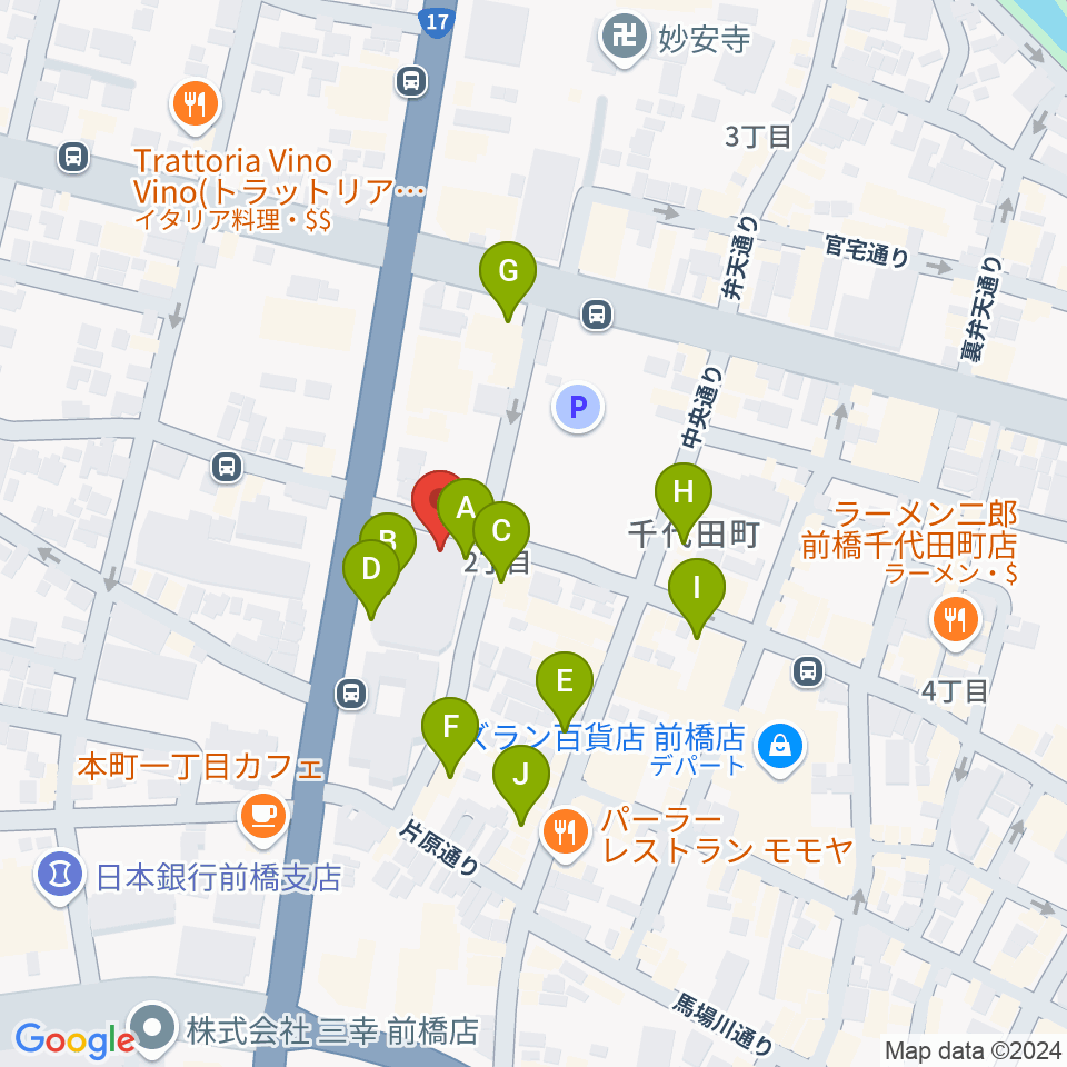 笠原智廣ピアノアカデミー周辺のファミレス・ファーストフード一覧地図