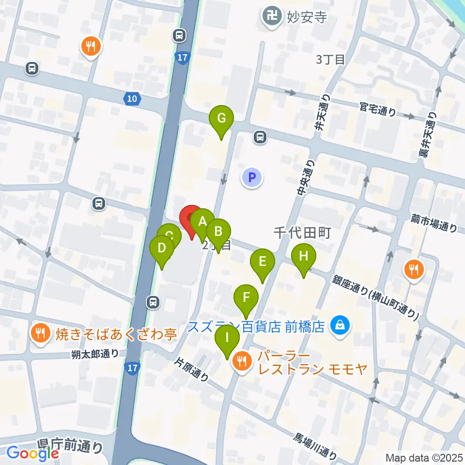 笠原智廣ピアノアカデミー周辺のファミレス・ファーストフード一覧地図