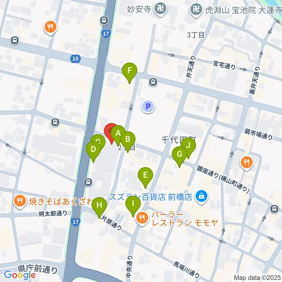 笠原智廣ピアノアカデミー周辺のファミレス・ファーストフード一覧地図