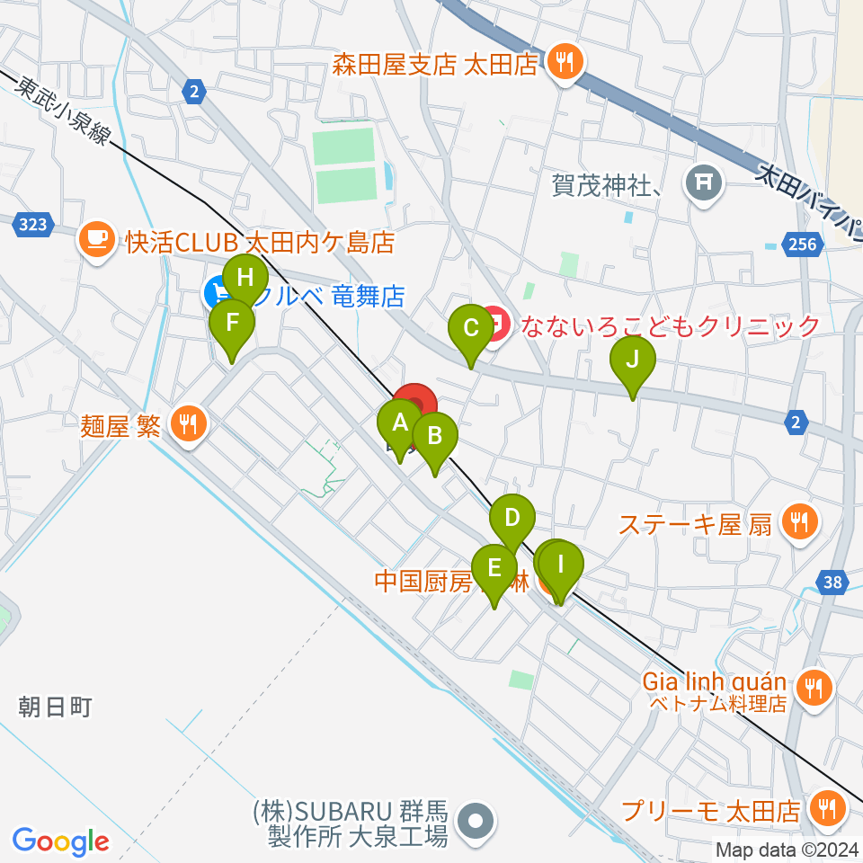 音楽サロンシャコンヌ周辺のファミレス・ファーストフード一覧地図