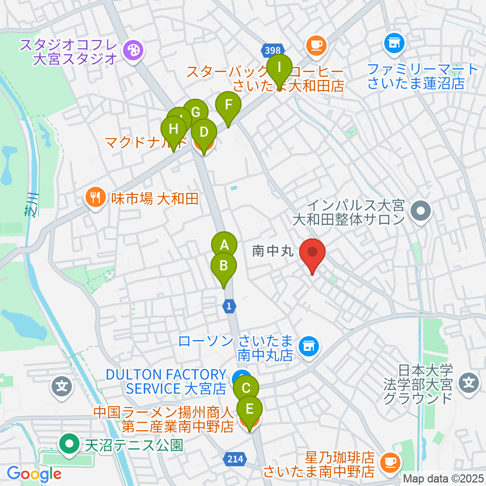 星の音楽教室周辺のファミレス・ファーストフード一覧地図