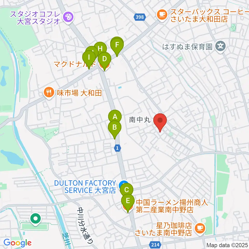 星の音楽教室周辺のファミレス・ファーストフード一覧地図