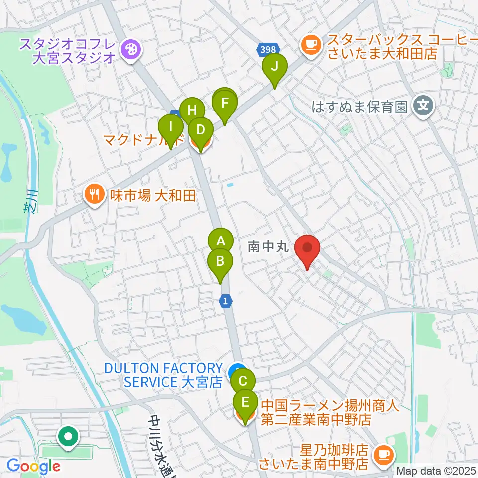 星の音楽教室周辺のファミレス・ファーストフード一覧地図