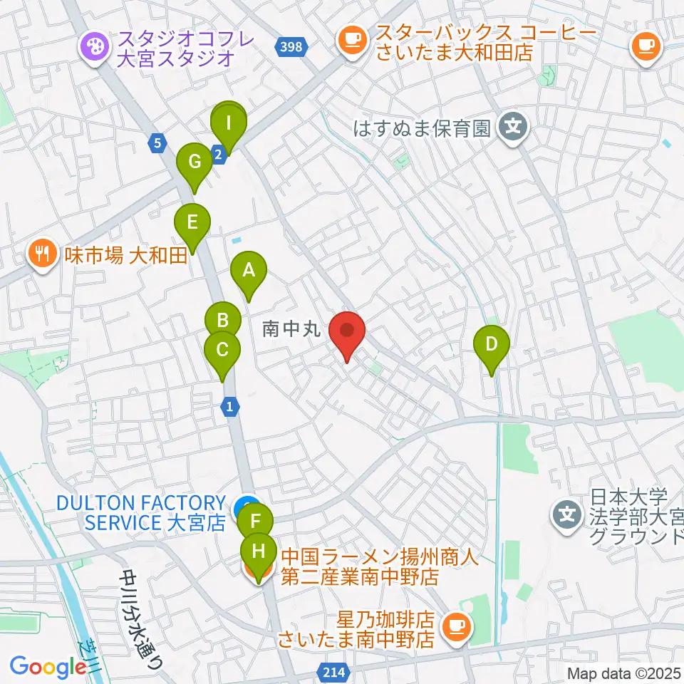 星の音楽教室周辺のファミレス・ファーストフード一覧地図