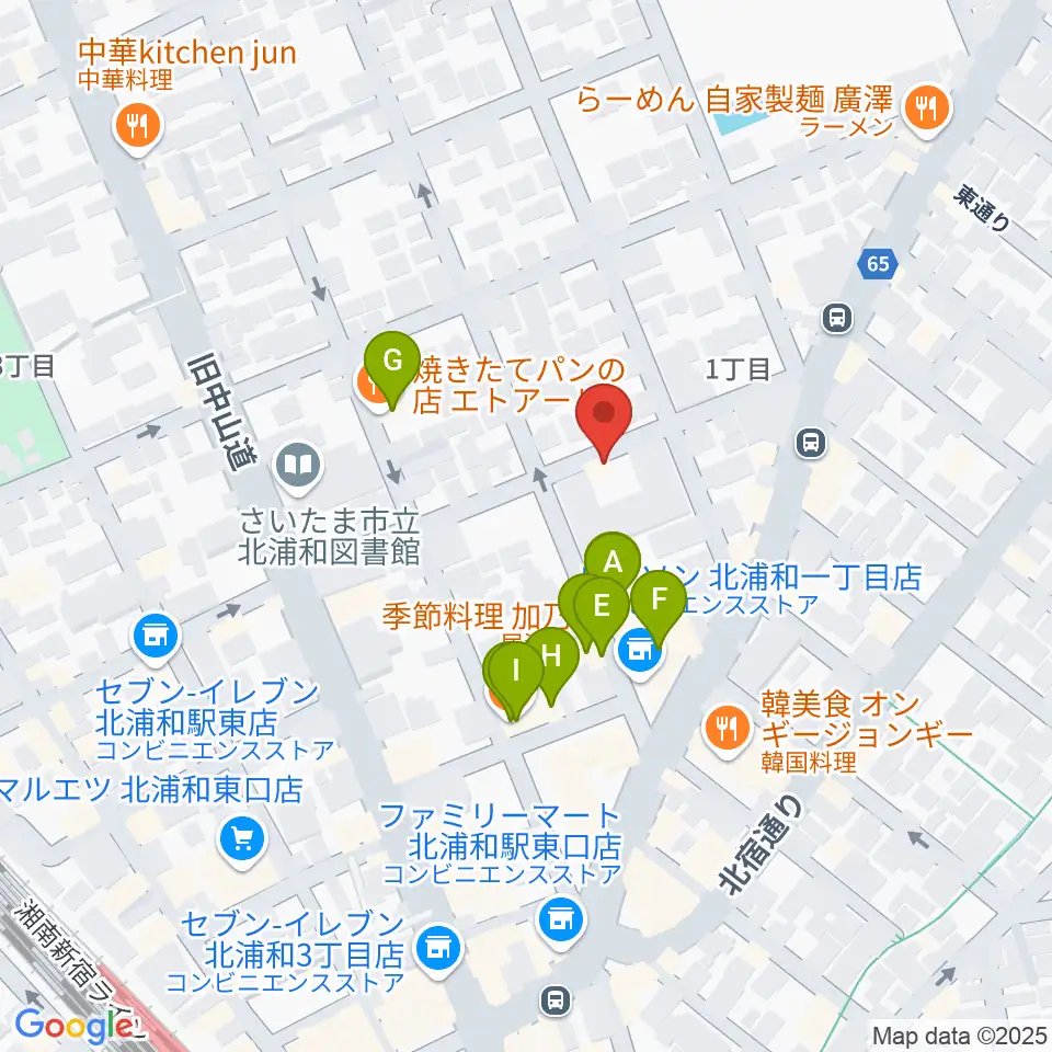 シバタ音楽教室周辺のファミレス・ファーストフード一覧地図