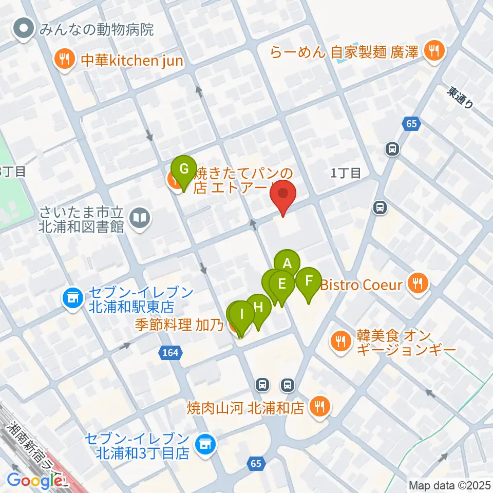 シバタ音楽教室周辺のファミレス・ファーストフード一覧地図
