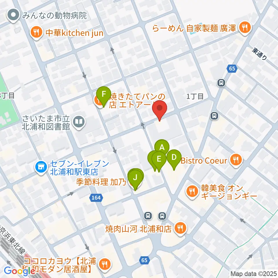 シバタ音楽教室周辺のファミレス・ファーストフード一覧地図