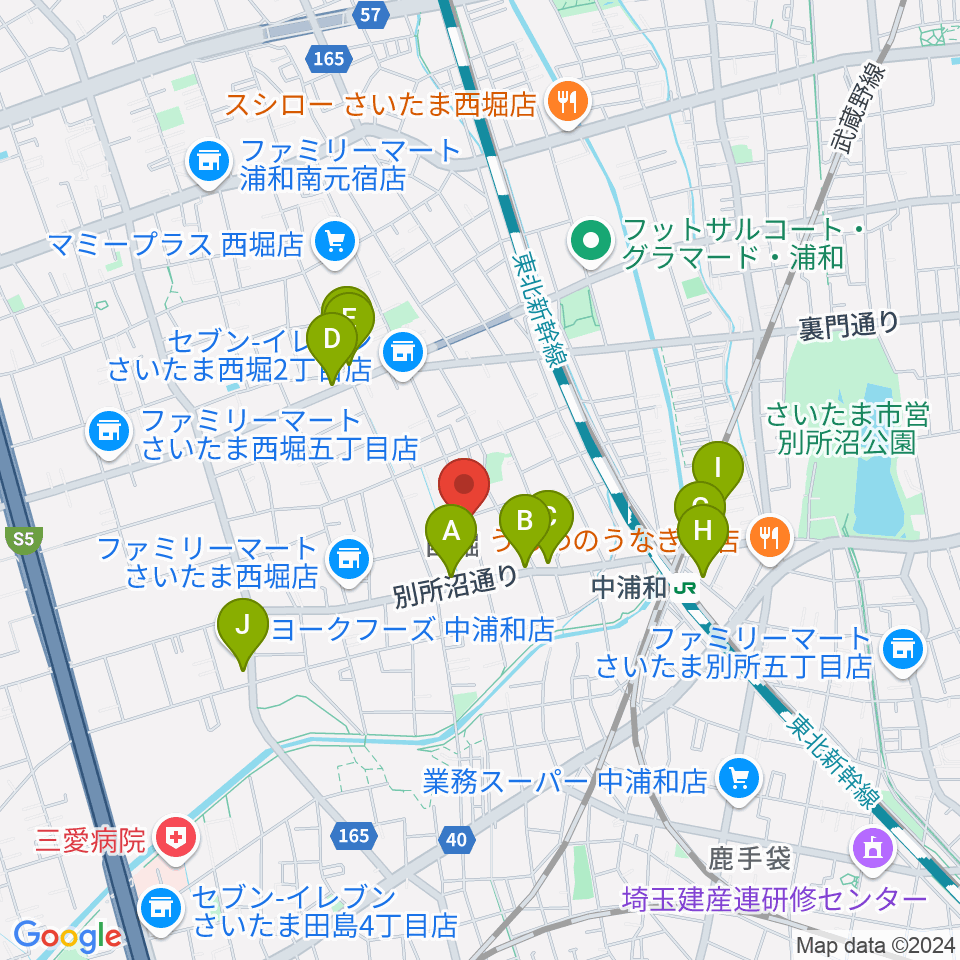 ABEバイオリン教室周辺のファミレス・ファーストフード一覧地図