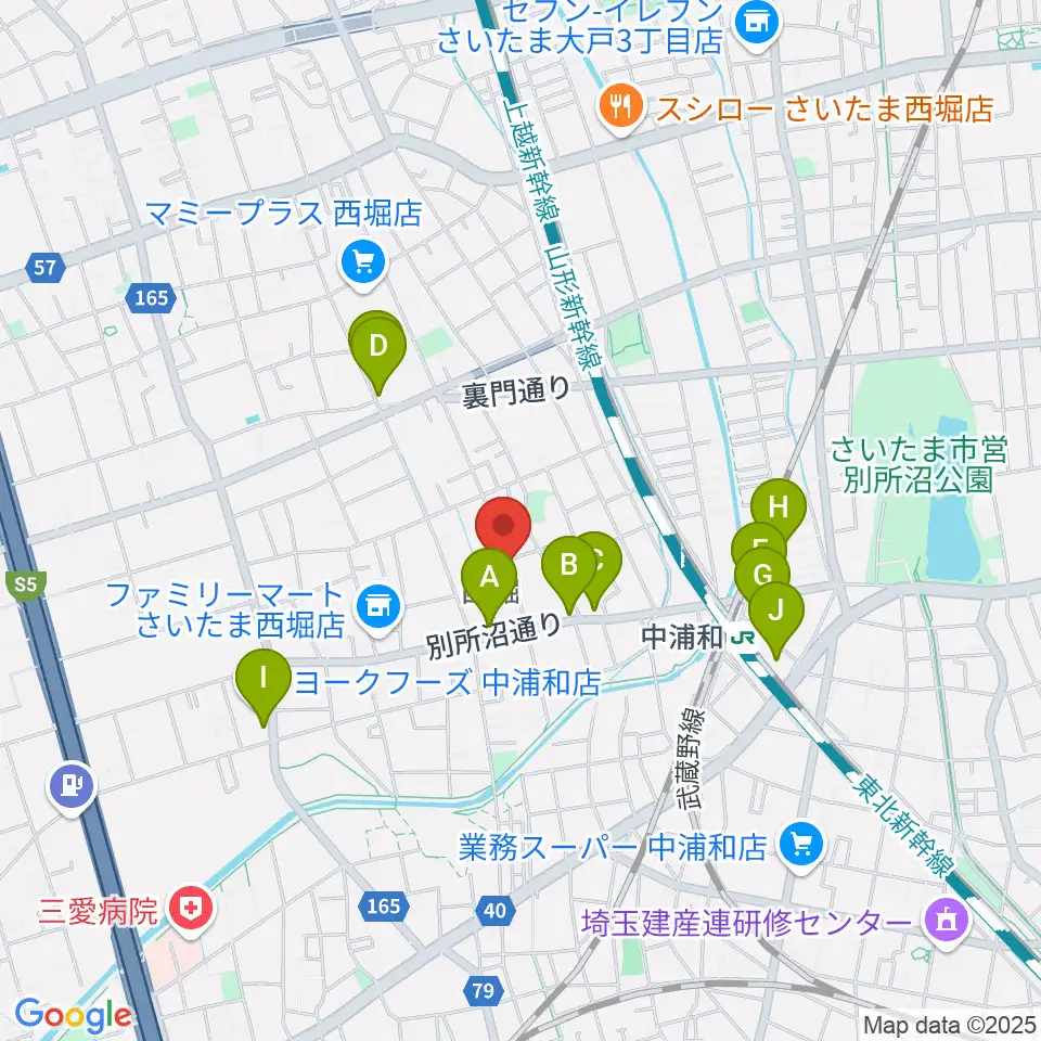 ABEバイオリン教室周辺のファミレス・ファーストフード一覧地図