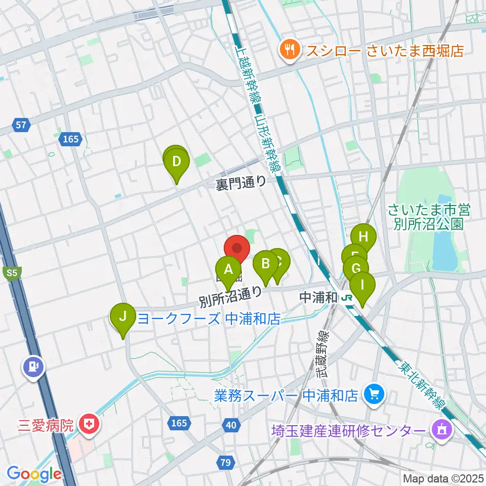 ABEバイオリン教室周辺のファミレス・ファーストフード一覧地図