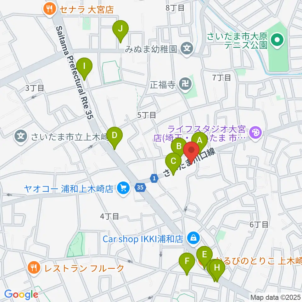 深川音楽教室周辺のファミレス・ファーストフード一覧地図