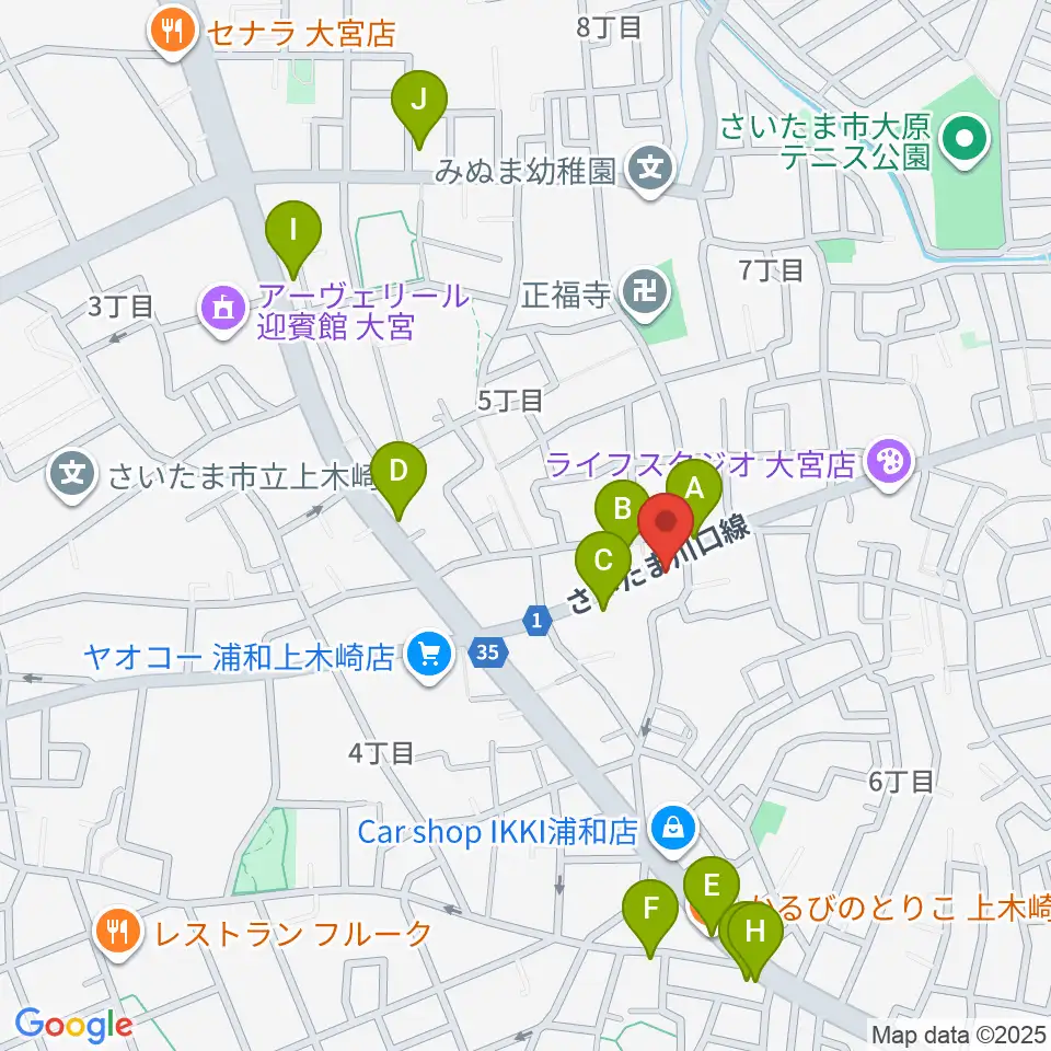 深川音楽教室周辺のファミレス・ファーストフード一覧地図