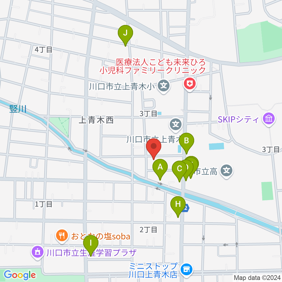 ベルウッド音楽学院周辺のファミレス・ファーストフード一覧地図