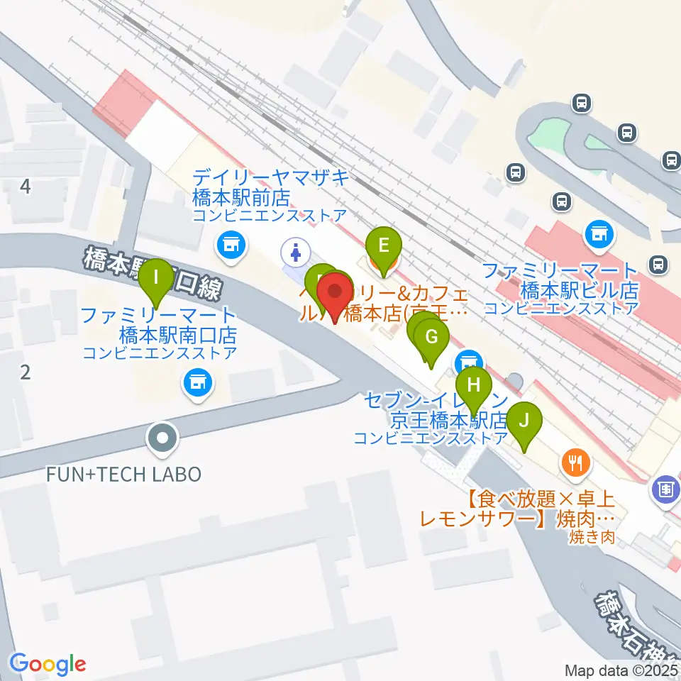 メリーミュージックアカデミー周辺のファミレス・ファーストフード一覧地図