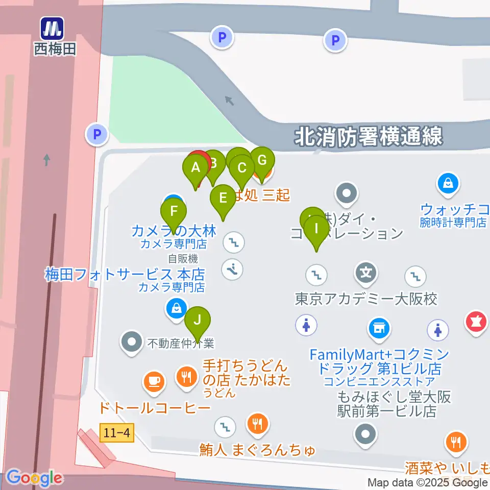 北尾音楽研究所周辺のファミレス・ファーストフード一覧地図