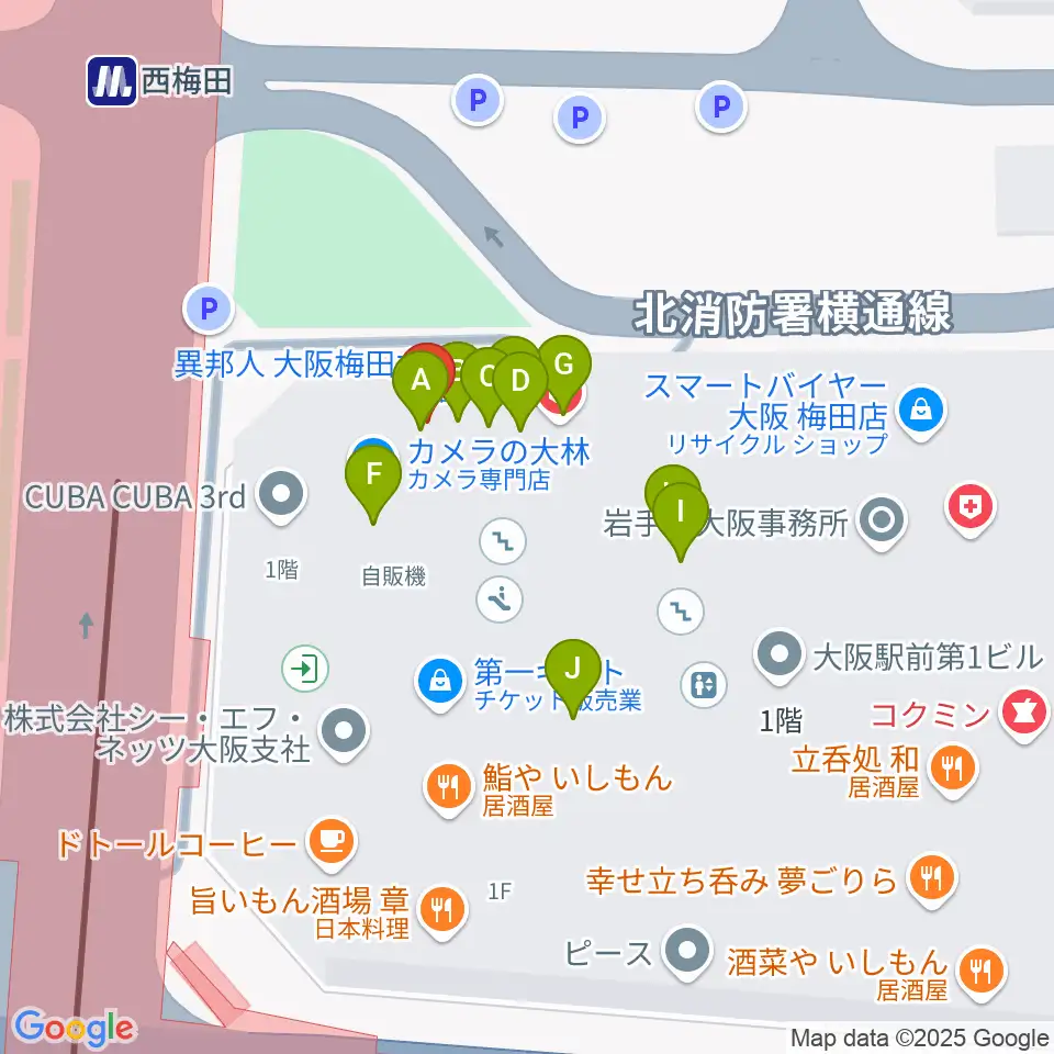 北尾音楽研究所周辺のファミレス・ファーストフード一覧地図