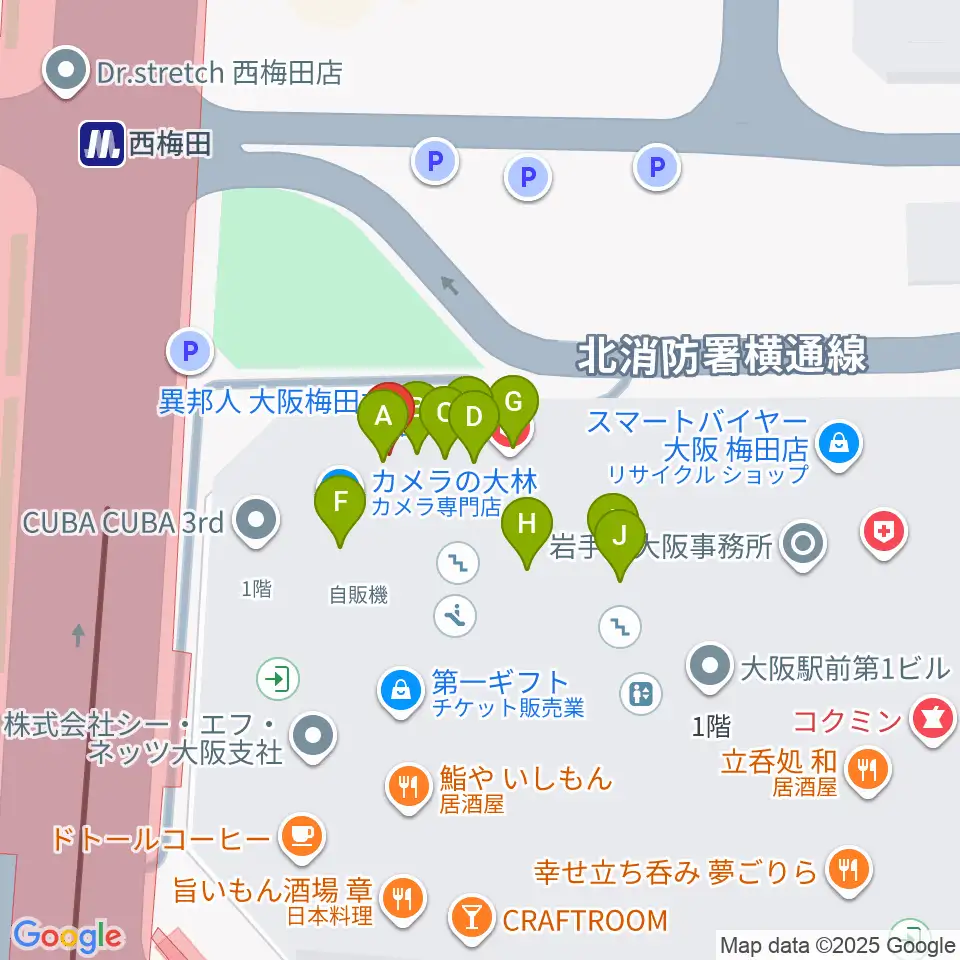 北尾音楽研究所周辺のファミレス・ファーストフード一覧地図